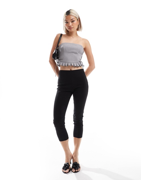Miss Selfridge tailored bandeau tie side corset top in gray