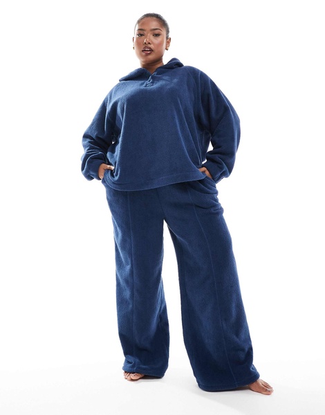 ASOS DESIGN Curve lounge microfleece hoodie in dark blue