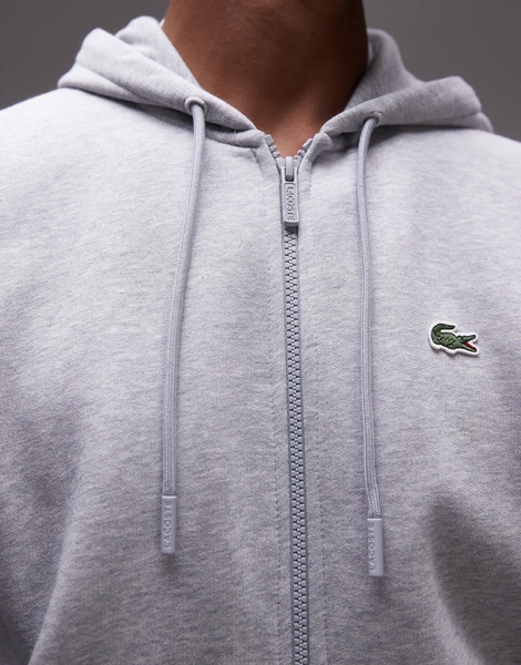 Lacoste zip up hoodie in gray