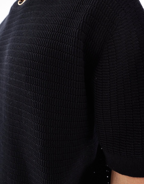 Bershka knit textured t-shirt in black