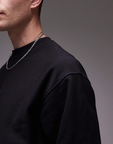 ARKET relaxed heavyweight sweatshirt with side panels in black