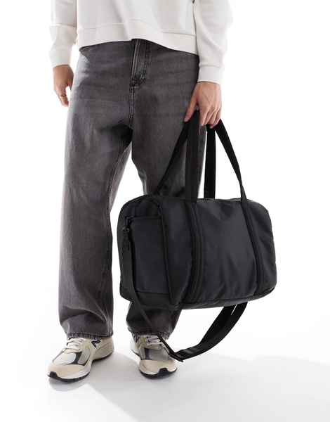 ASOS DESIGN nylon holdall bag in black