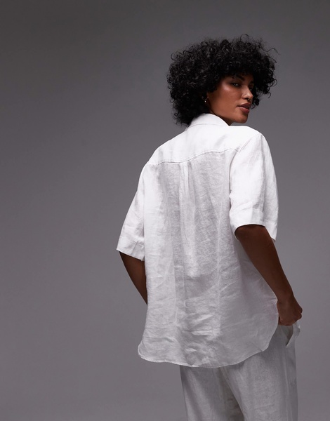 ARKET linen short sleeve shirt with camp collar