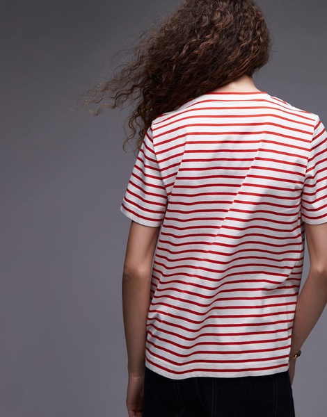 ARKET short sleeve t-shirt in pink and red stripes