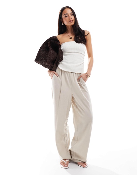 Bershka bengaline bandeau top in ecru stripe