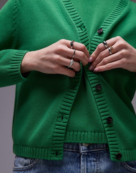 ARKET knit cardigan with button front in green - part of a set