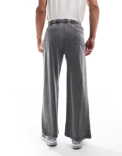 Brave Soul wide leg sweatpants in black acid wash