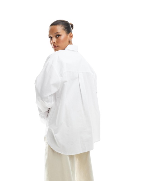 ASOS DESIGN poplin extreme cuff oversized shirt in white