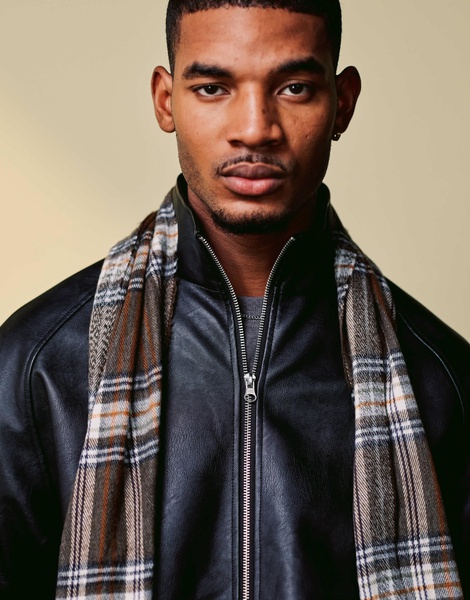 ASOS DESIGN faux leather track jacket in black