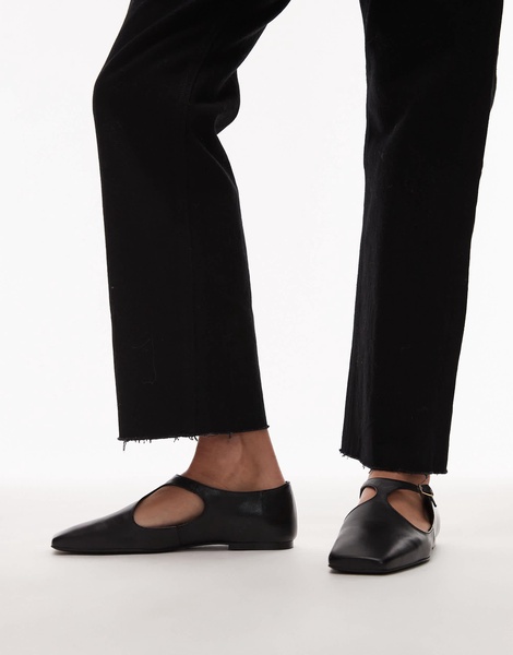 ARKET leather T-bar ballet flats in black
