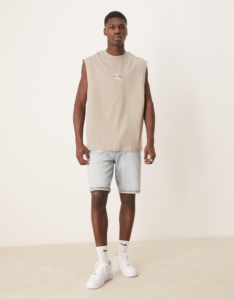 Calvin Klein Jeans monologo tank top in stone