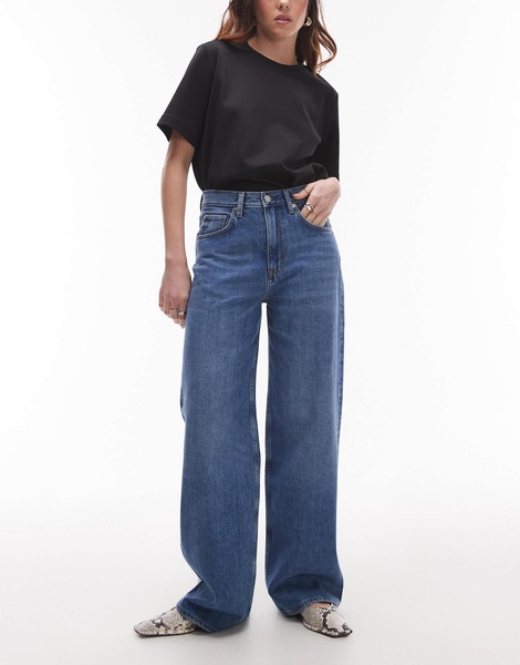 ARKET Coral high waist relaxed leg jeans in light wash blue