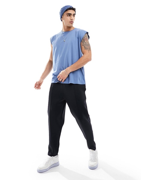 Brave Soul raw edge tank in coronet blue