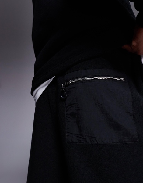 ASOS DESIGN tapered fleece sweatpants in black