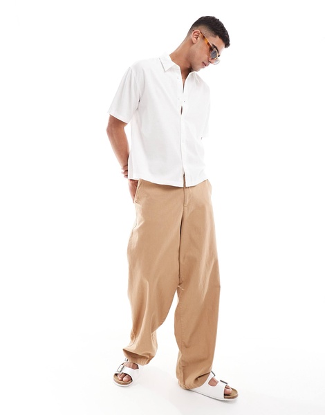 Bershka linen look shirt in white - part of a set