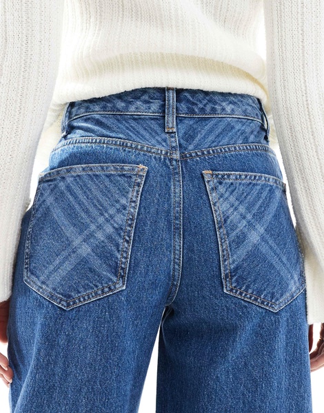ASOS DESIGN barrel leg jean in check print