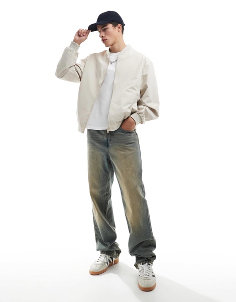Jack & Jones oversized bomber jacket in cream