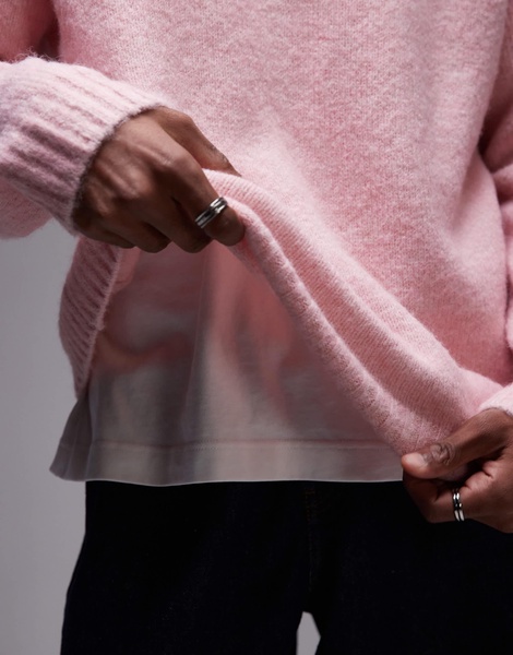 Topman relaxed fit sweater in light pink
