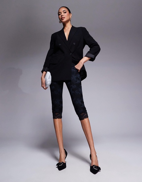 AFRM Mikeala lace capri pants in black