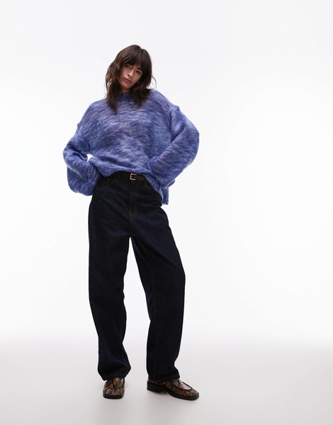 ARKET super soft alpaca and wool blend relaxed sweater in blue space dye