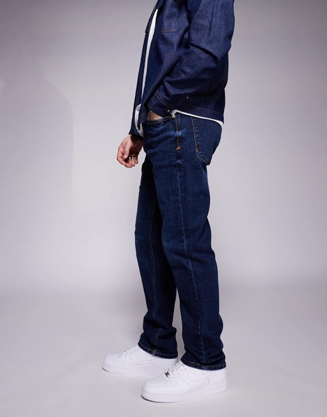 River Island straight fit jeans in dark wash blue