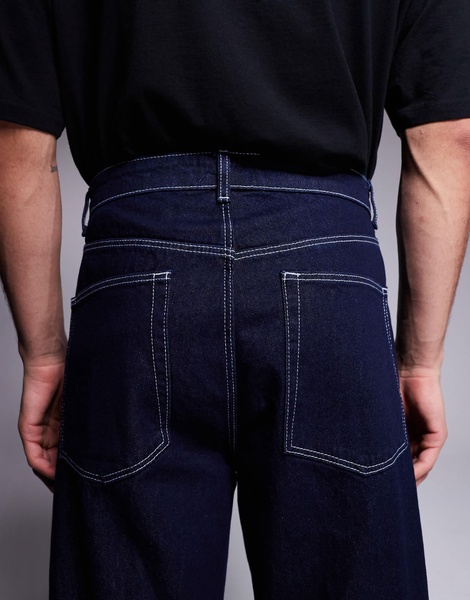 ASOS DESIGN barrel fit jeans in dark wash blue