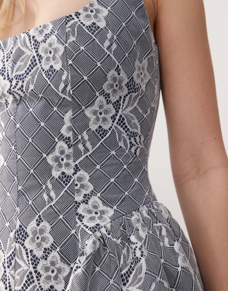 Amy Lynn drop waist jacquard mini dress in gray