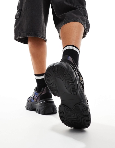 ASOS DESIGN chunky sneakers in black metallic