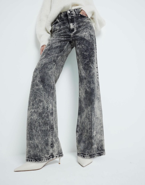 River Island wide leg jean in brown acid wash