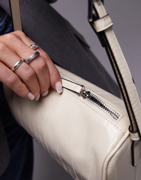 Topshop Sullivan barrel shoulder bag in off white