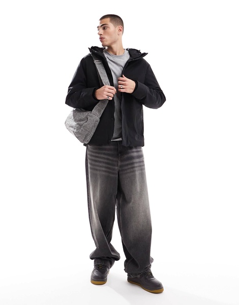 Jack & Jones technical parka with padded lining in black