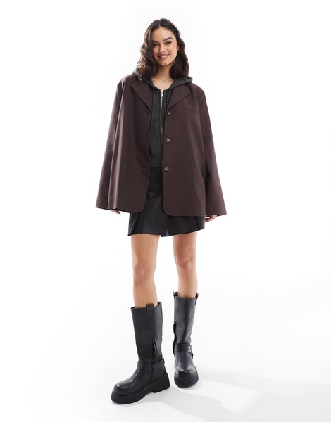 ASOS DESIGN high break oversized blazer in chocolate
