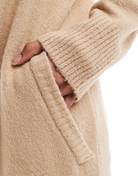 Brave Soul longline cardigan in sand