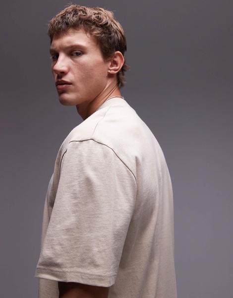 Topman oversized fit t-shirt in stone