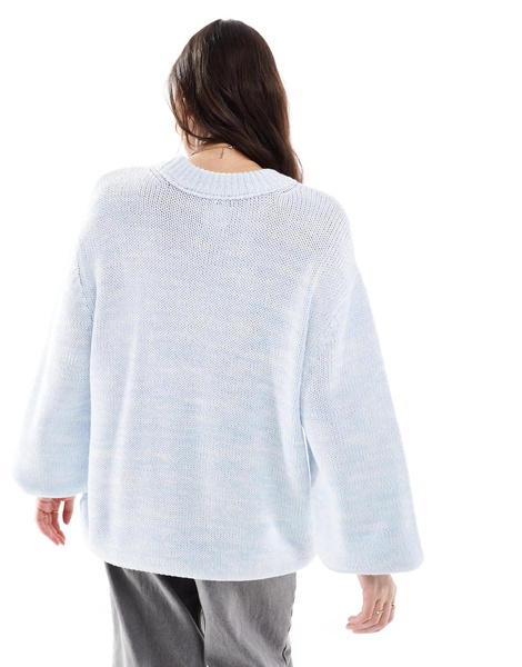 ASOS DESIGN oversized crew neck sweater in blue twist yarn