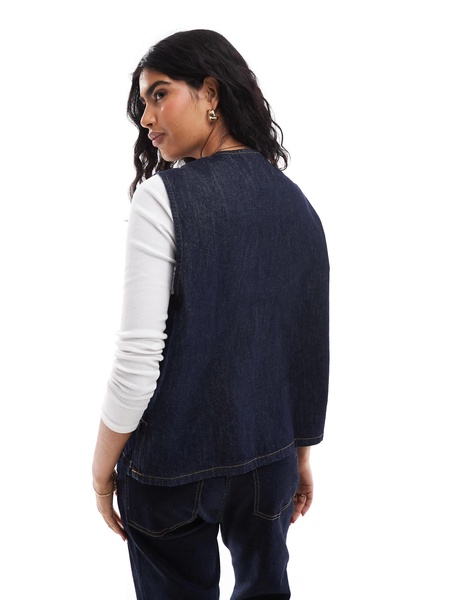 ASOS DESIGN denim vest with ties in indigo