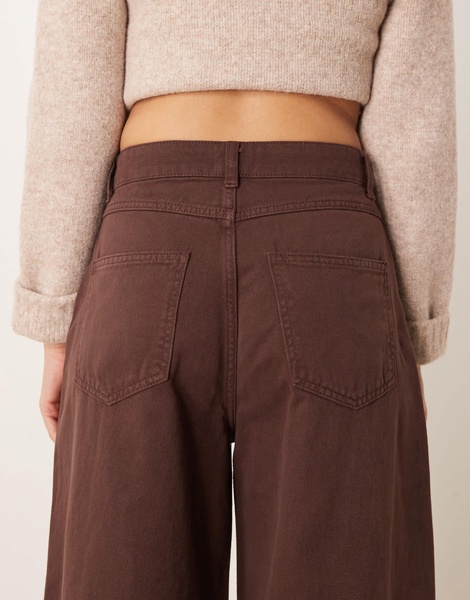 ASOS DESIGN wide leg pleated jean in brown tint