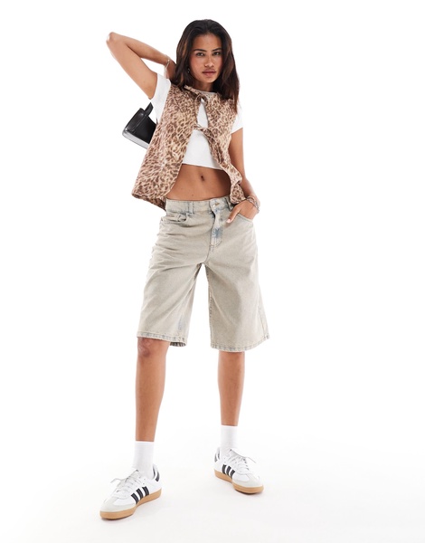 Reclaimed Vintage tie front vest in animal print