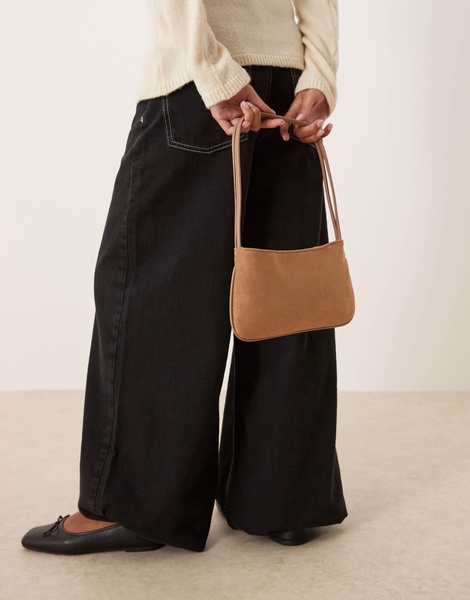 ASOS DESIGN Faux Suede shoulder bag with skinny straps