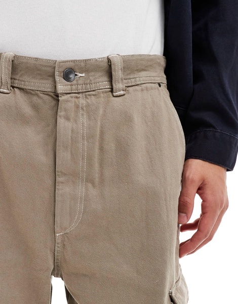 Bershka straight leg cargo pants in camel