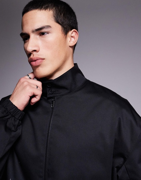 ASOS DESIGN oversized track jacket in black