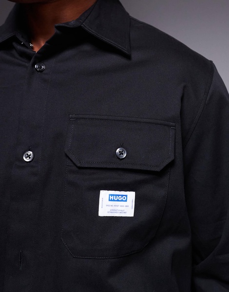 HUGO Blue Ekynone oversized overshirt in black