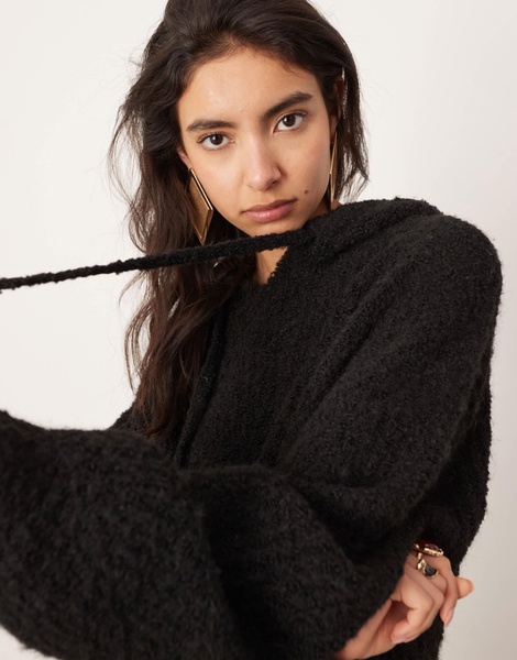 ASOS EDITION boucle knit oversized hoodie in black