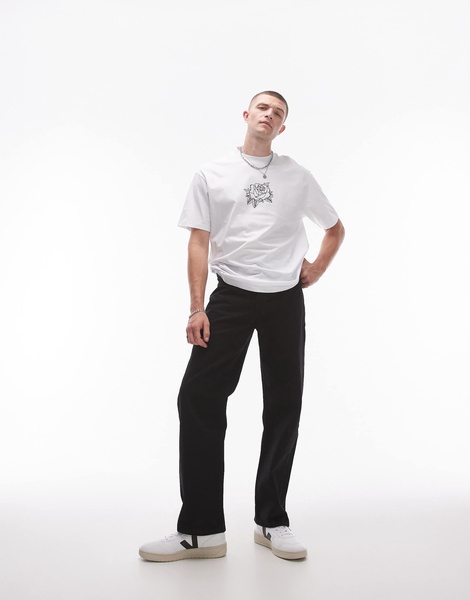 Topman straight jeans in black