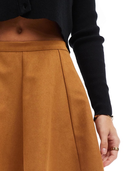 ASOS DESIGN flippy faux suede mini skirt in tan