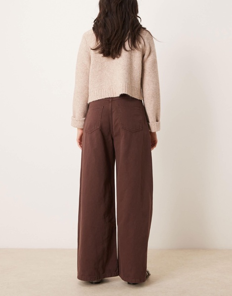 ASOS DESIGN wide leg pleated jean in brown tint