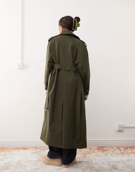 Miss Selfridge belted trench coat in khaki