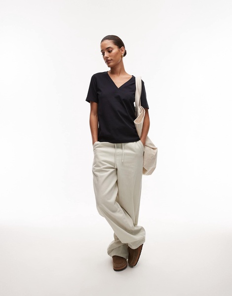ARKET stretch jersey v-neck T-shirt in navy blue