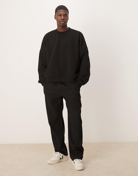 ASOS DESIGN extreme oversize boxy sweatshirt with heavy ribbed texture in black