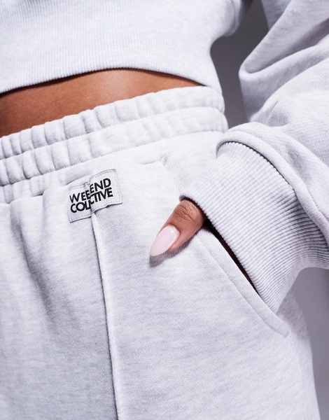 Weekend Collective wide leg pintuck sweatpants in gray heather